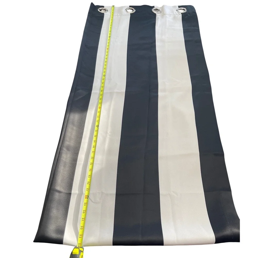 Black White Vertical Stripe Grommet Curtain Panel Set 48